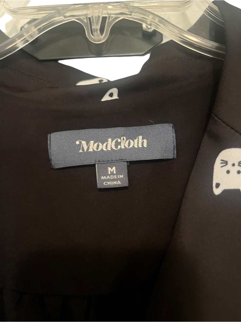 Modcloth "Tied and Timeless" Black Midi Wrap Dress with White Kitty Cat Print - Picture 8 of 11